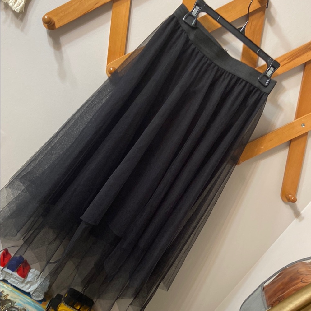 Black Tulle A-Line Skirt